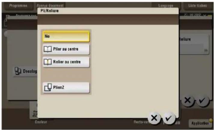 Programme Avenue document Pli/Reliure Language Liste tickets Avenue out No Plier au centre Relier au centre PlienZ Couleur Recto-Verat Application