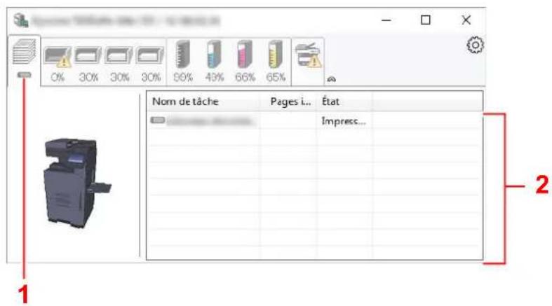 Nom de tâche Pages i... État Impress... 1 2