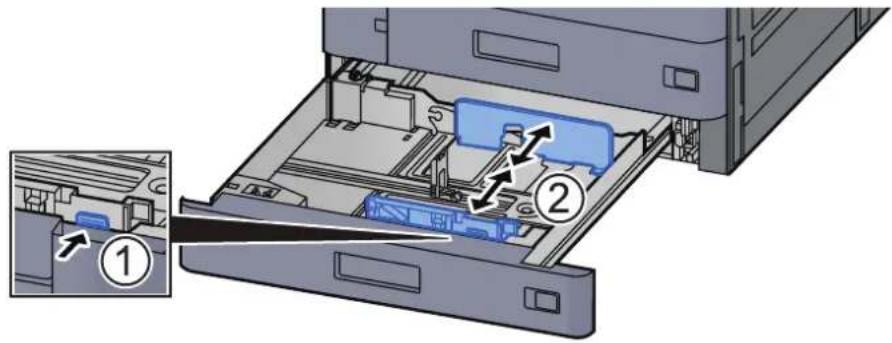 OLIVETTI d-Color MF3555 - Régler la position des guides de largeur de papier situés à gauche et à droite du magasin. - 1