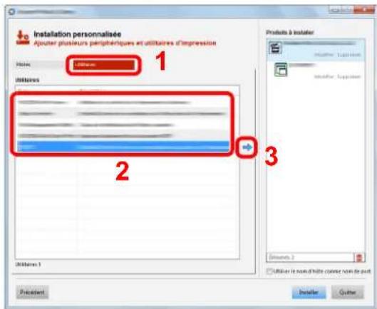 Installation personnalisée Ajouter plusieurs périphériques et utilisaires d'impression Name: L100000 Initiées: 2 3 Producte à installer L100000 Suppressor L100000 Suppressor Insurfs 3 Utiliser le nombre d'être croixier nom de puir Président Installer Quinter