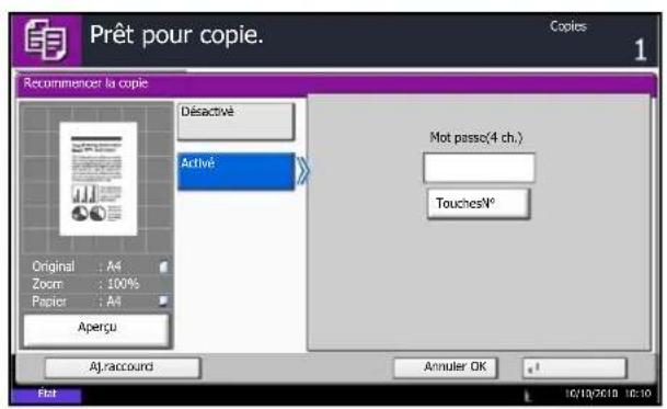 OLIVETTI d-Copia 8000MF plus - Sélection de la fonction Recommencer la copie - 1