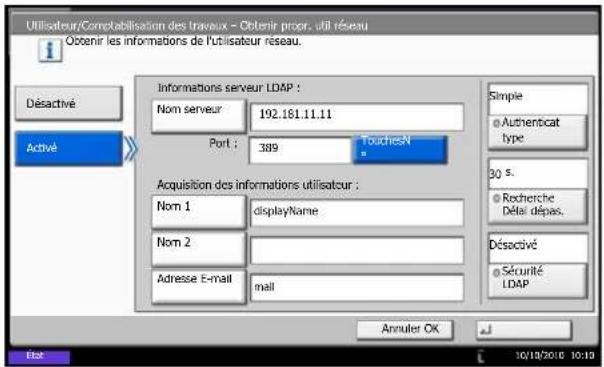 OLIVETTI d-Copia 8000MF plus - Obtenir les propriétés d'utilisateur réseau - 1