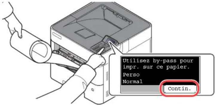 Utilisez by-pass pour impr. sur ce papier. Perso Normal Contin.