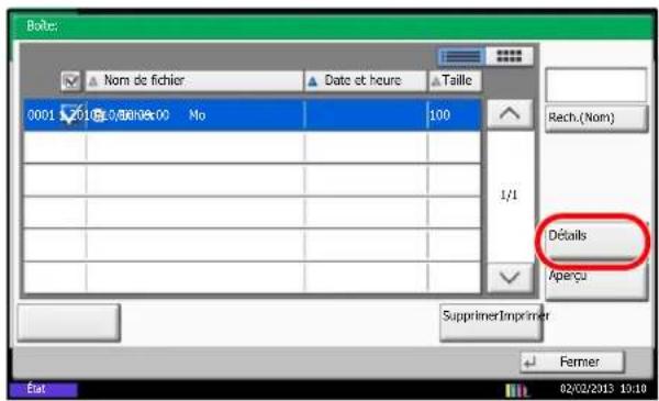 Bolte: Nom de fichier Date et heure Taille 0001 2010 0/08/06:00 No 100 Rech.(Nom) 1/1 Détails Aperçu SupprimerImprimer État Fermer 02/02/2013 10:10
