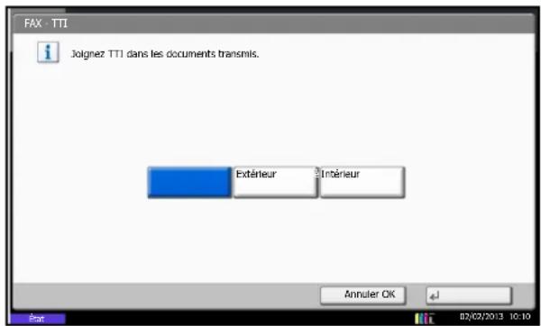 FAX - TTI Jolignez TTI dans les documents transmis. Extérieur Intérieur Annuler OK EJ 02/02/2013 10:10
