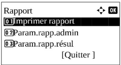 Rapport 01 Imprimer rapport 02 Param.rapp.admin 03 Param.rapp.résul [Quitter ]