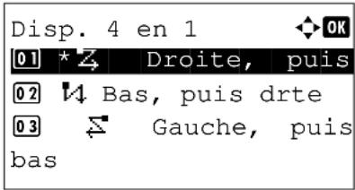 Disp. 4 en 1 01 * Z Droite, puis 02 ↓ Bas, puis drte 03 ≡ Gauche, puis bas