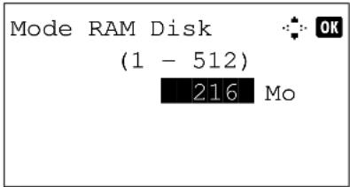 Mode RAM Disk (1 - 512) 216 Mo