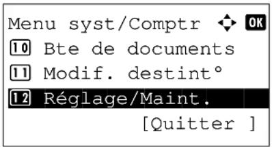 Menu syst/Comptr OK 10 Bte de documents 11 Modif. destint° 12 Réglage/Maint. [Quitter ]