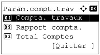 Param.compt.trav OK [01] Compta. travaux [02] Rapport compta. [03] Total Comptes [Quitter ]