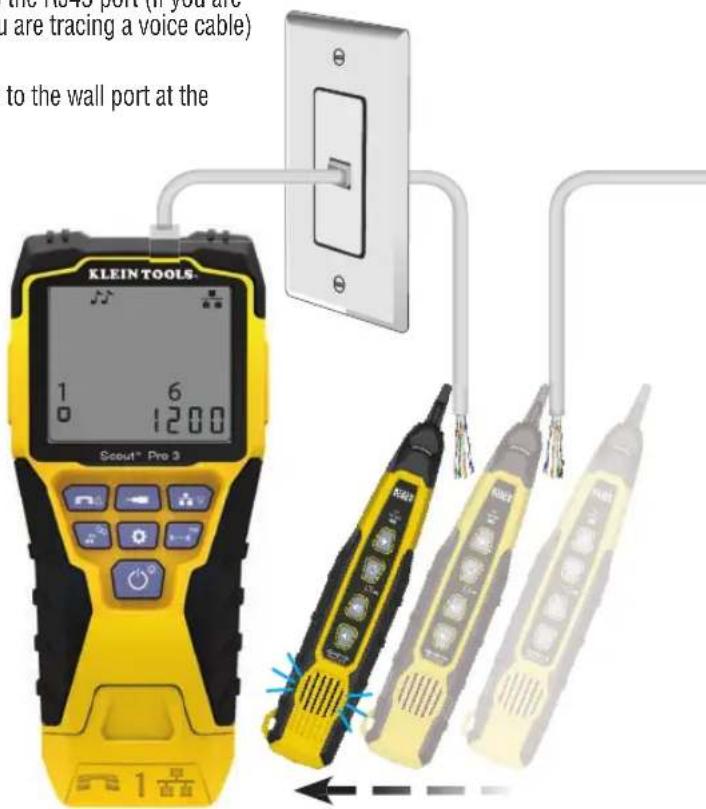 the No-40 port (if you are i are tracing a voice cable) to the wall port at the KLEIN TOOLS 1 6 0 1200 Seout® Pre 3 KLEIN 1 高