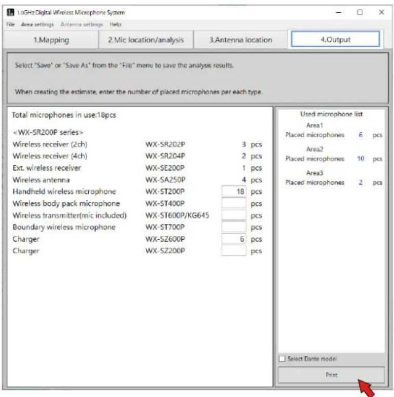 PANASONIC WX-SA250 - Click the [Print] button. - 1