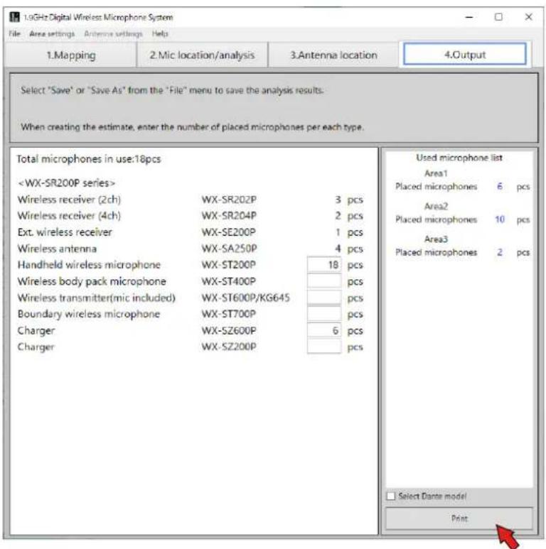 PANASONIC WX-SA250 - Cliquez sur le bouton [Print]. - 1