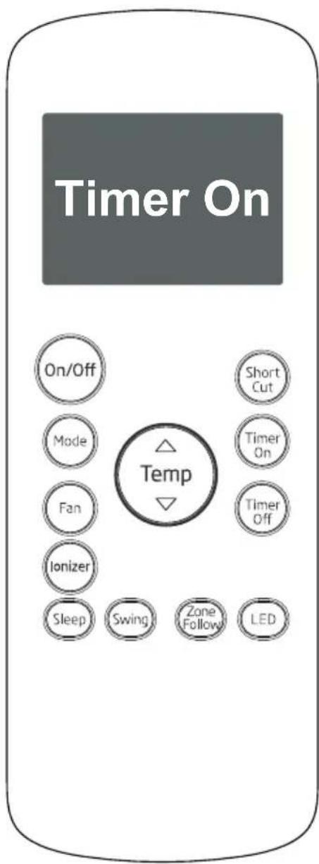 Timer On On/Off Short Cut Mode Temp Timer On Fan Timer Off Ionizer Sleep Swing Zone Follow LED