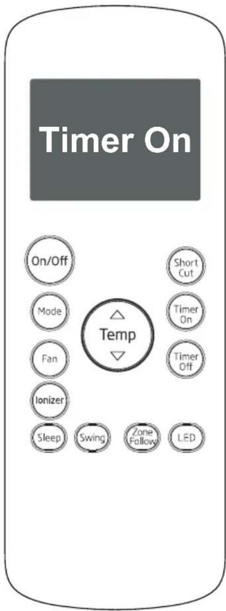Timer On On/Off Short Cut Mode Temp Timer On Fan Timer Off Ionizer Sleep Swing Zone Follow LED