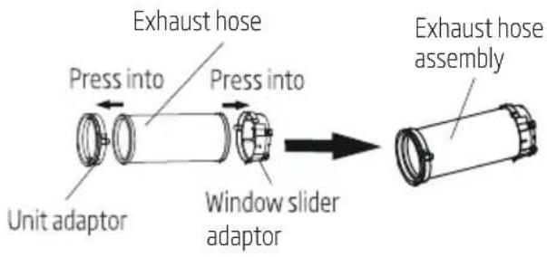 Exhaust hose Press into Press into Unit adaptor Window slider adaptor Exhaust hose assembly