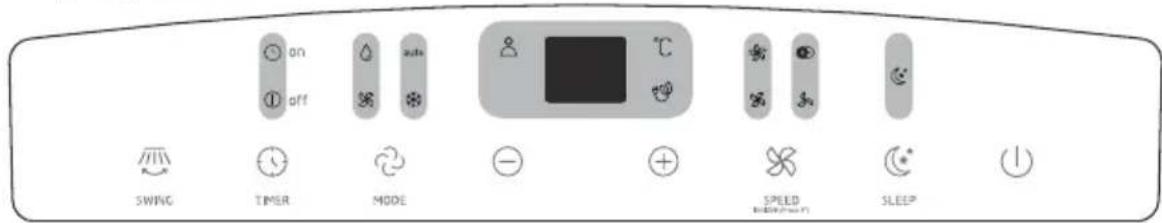 on off SWING TIMER MODE SPEED SLEEP