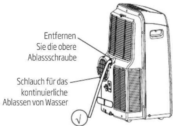 Entfernen Sie die obere Ablassschraube Schlauch für das kontinuierliche Ablassen von Wasser