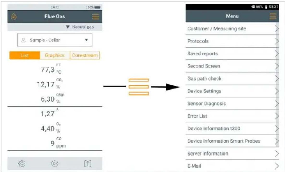 Testo 300 - Vue d'ensemble du menu principal ( ) - 2