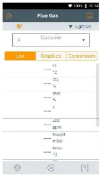 Testo 300 - Type d'affichage des valeurs de mesure Mesures (List) - 1
