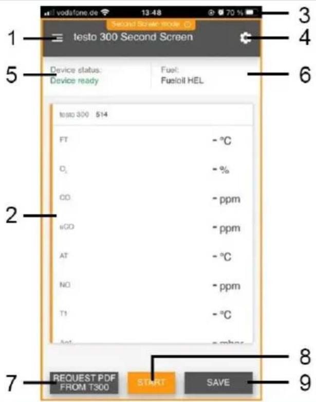 Testo 300 - Interface utilisateur de l'App - 1