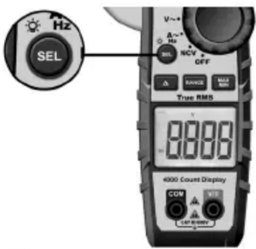Hz SEL V~ A~ Hz NCV OFF True RMS 8000 4000 Count Display COM WIC CAT RIGHT V