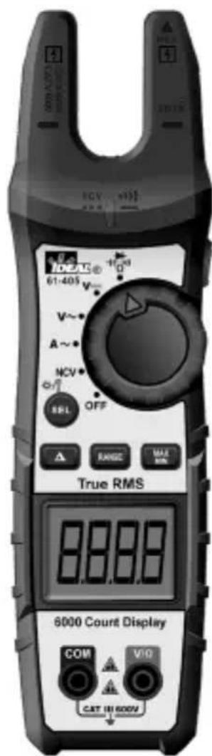 10-245 61-405 V V~* A~* NCV* OFF SRL RANGE MAX MIN True RMS 8888 6000 Count Display COM V10 CAT IN 600V