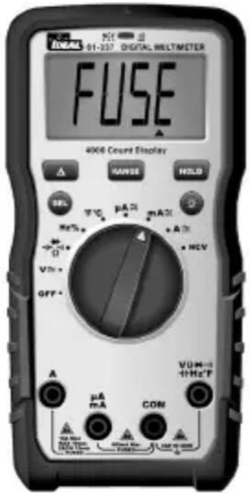 FIX 01-337 DIGITAL HELTIMETER FUSE 4006 Count Display A RANGE HOLD SEL T°C mA MAX A HV VDD GFF A μA mA COM VDD=11Hz*P HA MAX HA MAX HA MAX HA MAX HA MAX HA MAX