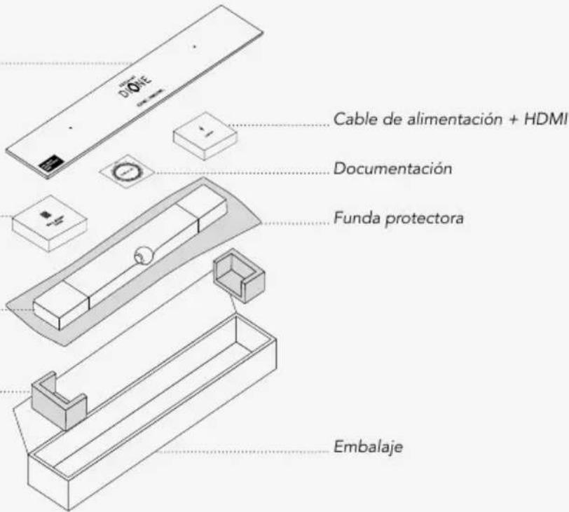 DØE Cable de alimentación + HDMI Documentación Funda protectora Embalaje