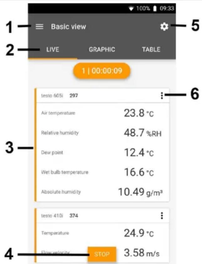 Testo 605i - Aperçu des éléments de commande - 1