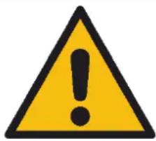 Yellow triangular warning sign with black exclamation mark symbol