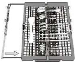 WHIRLPOOL W7I HP42 LO - Knives and other utensils with sharp edges must be positioned with the blades facing downwards. - 2