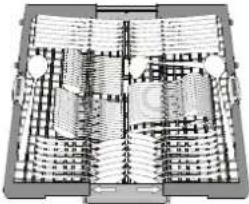 WHIRLPOOL W7I HP42 LO - Cuțitele și alte ustensile cu margini ascuțite trebuie poziționate cu lamele în jos. - 1