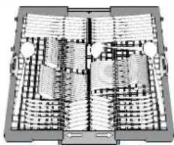 WHIRLPOOL W7F HS41 X - Messer und andere Küchenutensilien mit scharfen Spitzen sind mit nach unten gerichteten Schneiden einzuordnen. - 1