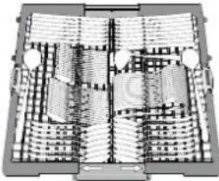 WHIRLPOOL W7F HS41 X - As facas e os outros utensílios afiados têm de ser colocados com as lâminas voltadas para baixo. - 1