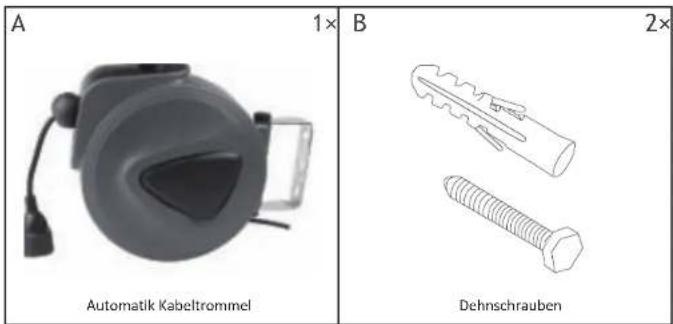 A 1× B 2× Automatik Kabeltrommel Dehnschrauben