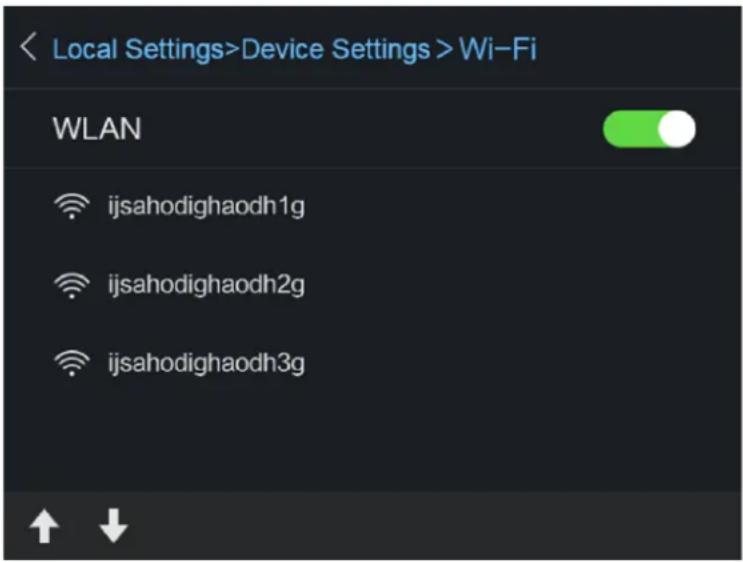 < Local Settings>Device Settings > Wi-Fi WLAN ijsahodighaodh1g ijsahodighaodh2g ijsahodighaodh3g