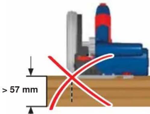 > 57 mm