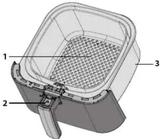 SHARP AF-GS552A - Első használat előtt ismerkedjen meg az olaj nélküli sütő következő funkcióival és tartozékaival: - 1