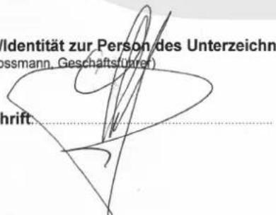 Identität zur Person des Unterzeichn Gesmann, Geschäftsführer) chrift.