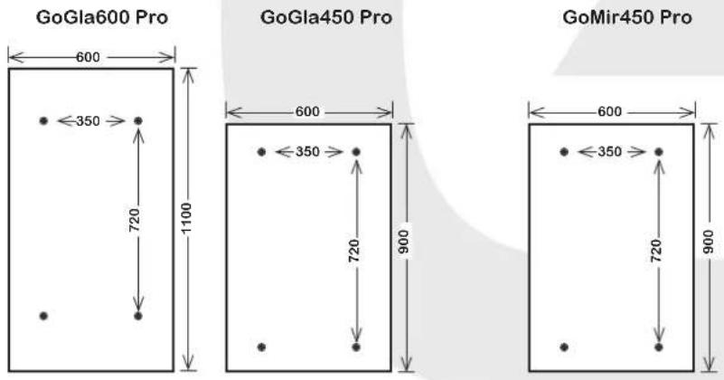 GoGla600 Pro 600 350 720 1100 GoGla450 Pro 600 350 720 900 GoMir450 Pro 600 350 720 900