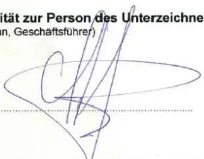 ität zur Person des Unterzeichnen (n, Geschäftsführer)