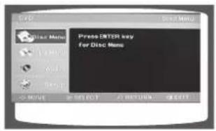 Press ENTER say For Disc Menu