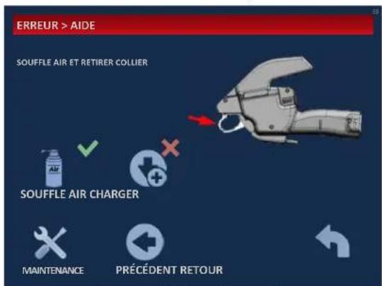 ERREUR > AIDE SOUFFLE AIR ET RETIRER COLLIER SOUFFLE AIR CHARGER MAINTENANCE PRÉCÉDENT RETOUR