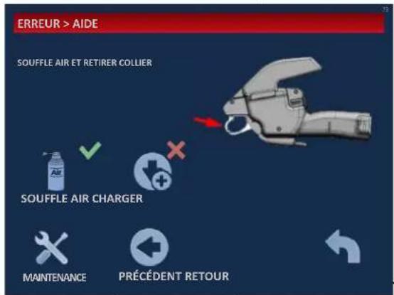 ERREUR > AIDE SOUFFLE AIR ET RETIRER COLLIER SOUFFLE AIR CHARGER MAINTENANCE PRÉCÉDENT RETOUR