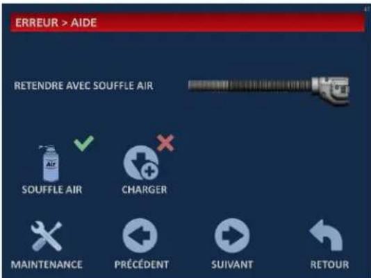 ERREUR > AIDE RETENDRE AVEC SOUFFLE AIR SOUFFLE AIR CHARGER MAINTENANCE PRÉCEDENT SUIVANT RETOUR