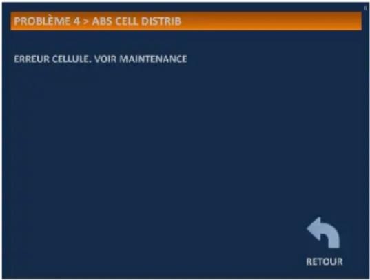 PROBLÈME 4 > ABS CELL DISTRIB ERREUR CELLULE. VOIR MAINTENANCE RETOUR