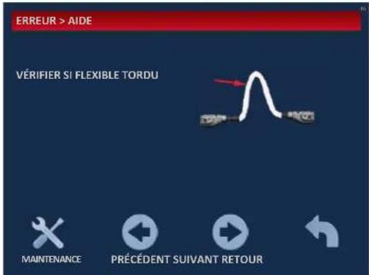 ERREUR > AIDE VÉRIFIER SI FLEXIBLE TORDU MAINTENANCE PRÉCÉDENT SUIVANT RETOUR