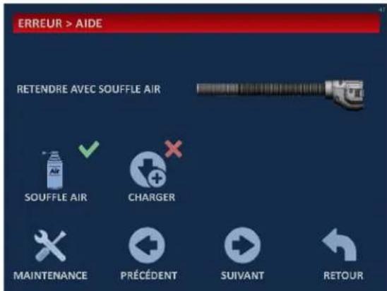 ERREUR > AIDE RETENDRE AVEC SOUFFLE AIR SOUFFLE AIR CHARGER MAINTENANCE PRÉCÉDENT SUIVANT RETOUR
