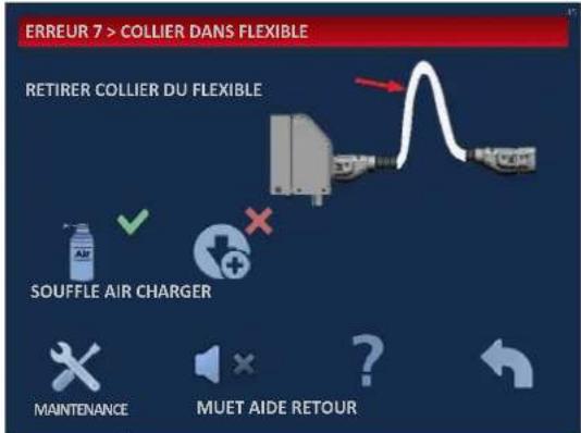 ERREUR 7 > COLLIER DANS FLEXIBLE RETIRER COLLIER DU FLEXIBLE SOUFFLE AIR CHARGER MAINTENANCE MUET AIDE RETOUR